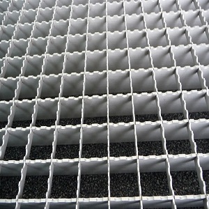 steel press locked grating which has serrated edges to give slip resistance