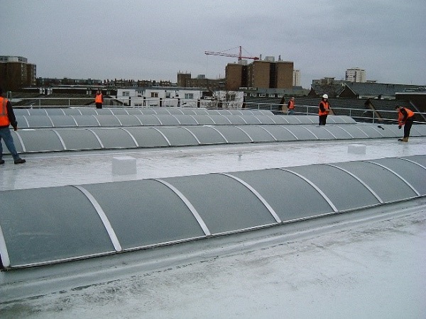 panels of translucent GRP used on a roof